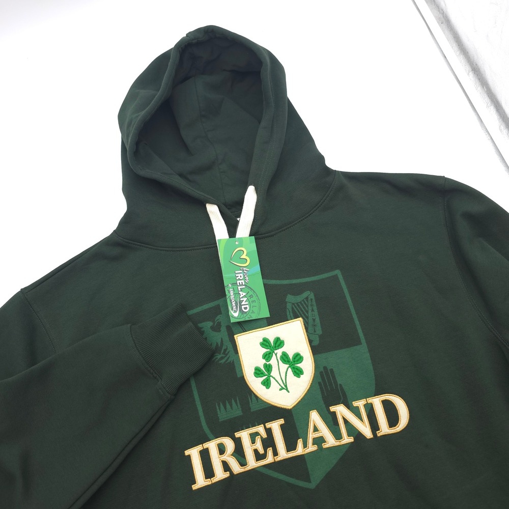 Lansdowne From Ireland Hoodie Mens XL Green Embroidered Shamrock Crest NWT